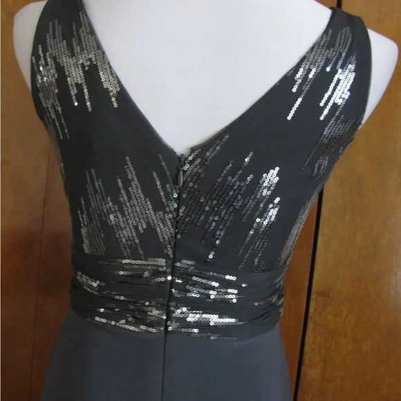 Ralph Lauren | Gray Ruched Sequin Dress| Size 6 | NWT - Picture 4 of 11